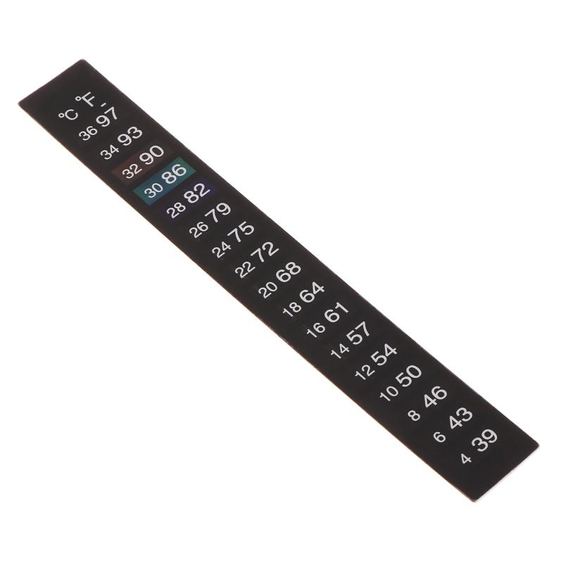 Product Introduction of 10 Pieces Thermometer Strips Aquarium Adhesive Strip Sticker Temperature Monitor for Fish for Tank Wine Jar 18 - 34℃ 44