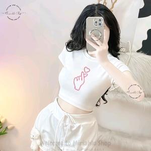 Áo Thun Croptop Thun Borip Form Basic Ôm Body In Hình "Thả Tim Thả Thính", Kích Cở S M L, Áo Croptop Ôm Body Nữ Áo Kiểu Xinh Đẹp In Hình Độc Lạ Đi Biển Đang Hot 2025 Mặc Hè Mặc Nhà Mặc Đi Chơi Thoải Mái Có Bigsize Đến 65kg
