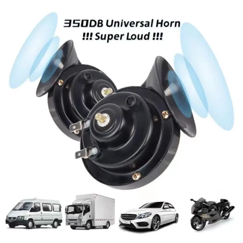 2Pcs Super Loud Car Snail Horn 12V Universal Waterproof Vehicle Air Horn Auto Accessories 300DB