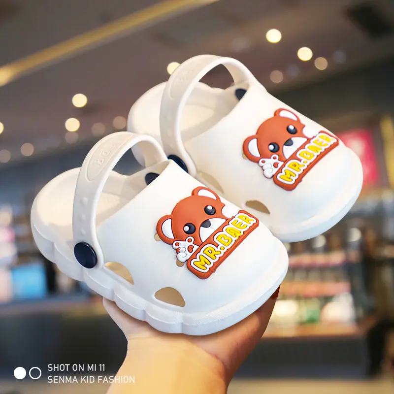SENMA White Slippers For Kids Boys Lightweight Flip Flops Korean Style Sandals Summer Girls Fashion Slides #COD