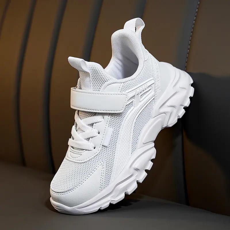 Boy Shoes 2024 Spring and Summer New Children's Dad Shoes Breathable Mesh White Shoes Student University Style Sneaker