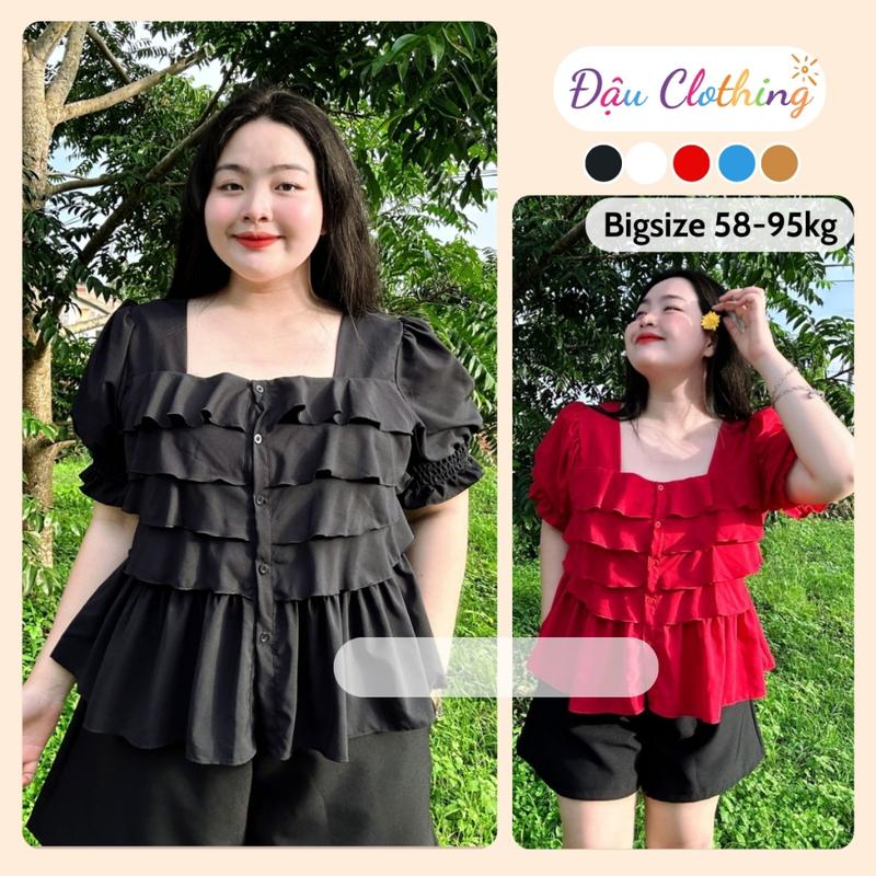  Áo Babydoll Bigsize Tay Phồng Cổ Vuông Dáng Áo Xếp Tầng Dễ Thương Vải Xoa Mềm Mịn SM36 