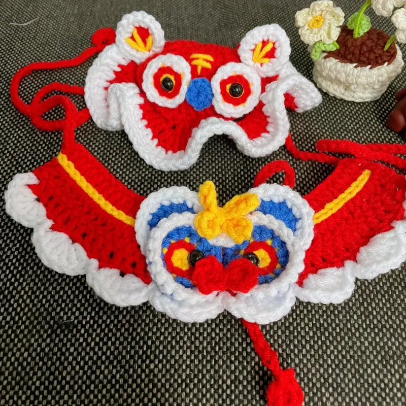 Nón mũ len tai bèo kỳ lân cho chó mèo siêu xinh diện trung thu Tết 2