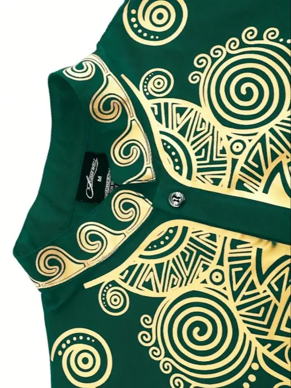 Men's Ethnic Pattern Print Long Sleeve Top & Pants Two-piece Set, Regular Fit Casual   Top & Trousers for Spring & Fall, Men's Two-piece Outfits for Daily Wear 3