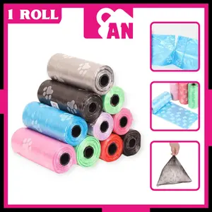 1ROLL Kantong Plastik Sampah Gulung Pup Tempat Kotoran Hewan Peliharaan Motif Jejak Kaki Perlengkapan Rumah Tangga Kresek Sampah Serbaguna A074