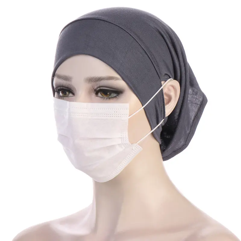 Modal Muslim Turban Hat for Women Strech Inner Hijab Cap with Ear Hole