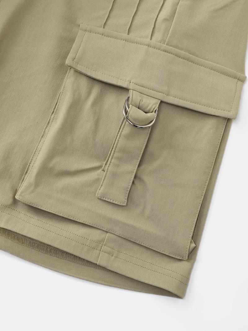 Product Introduction of YOZY Women's Plain Button Fly Pocket Cargo Shorts, Casual Solid Color Shorts for Summer, Women's Bottoms for Daily Wear 14