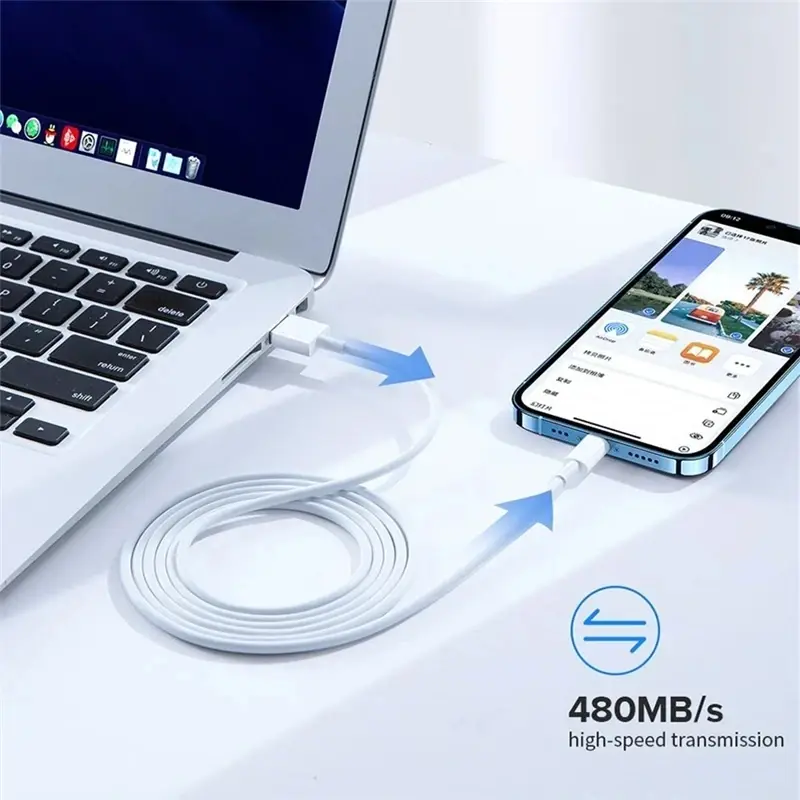 Cáp sạc USB, Chất lượng Chính Hãng Dây sạc nhanh, Dây đồng bộ dữ liệu, Dây 1m, Dây 1,5m và 2m, Thích hợp cho iPhone 14, 8, 7, 6S Plus, 13, 12 Pro, XS Max, XR, SE 2