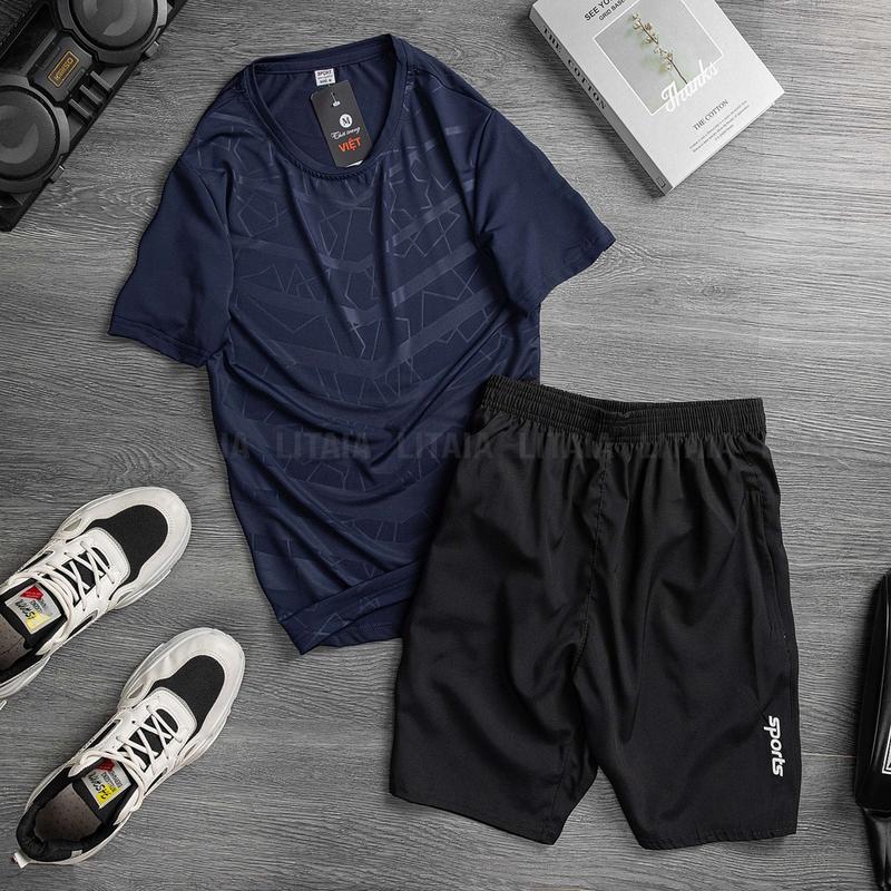 Combo 2 Bộ Quần Áo Thể Thao Chất Vải Áo Thun Lạnh Quần Gió Co Giãn Thấm Hút Mồ Hôi 5 Màu Sport 1