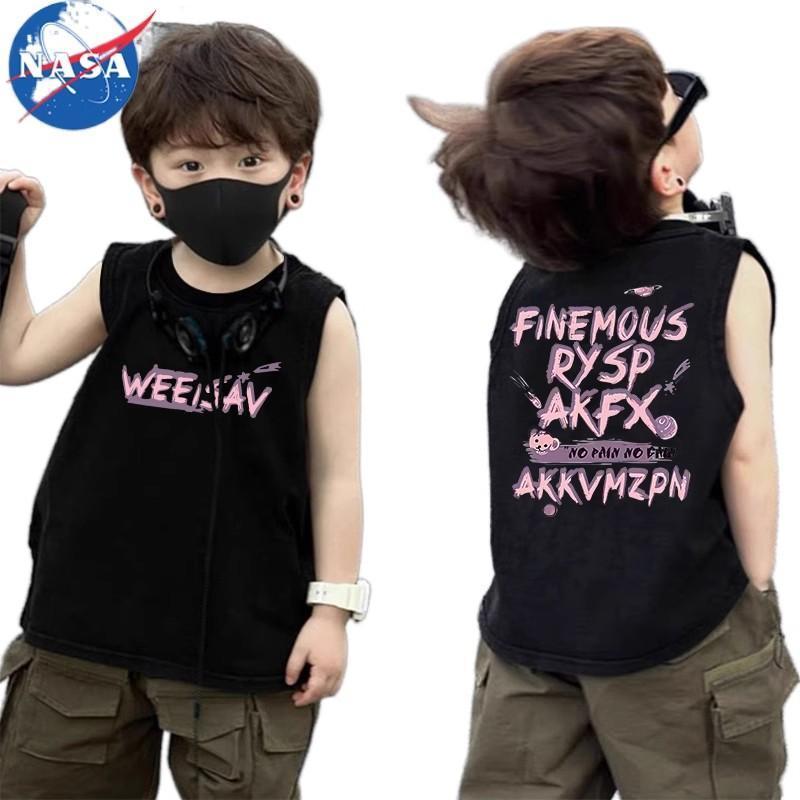 Áo Vest Mỏng Cho Trẻ Em Lớn, Thiết Kế NASA, Dành Cho Bé Trai, Áo Phông Mùa Hè, Hàng Mới Về, Màu Đen, Phong Cách, Không Tay, Làm Bằng Bông, Hợp Xu hướng 4