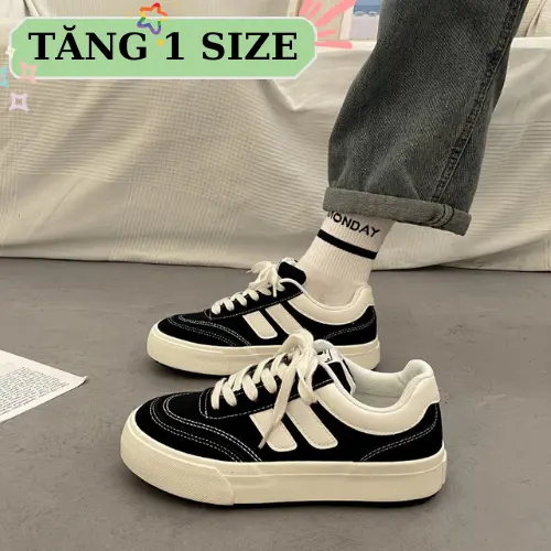 Giày thể thao nữ OLIM đế cao 5cm phối màu vạch kẻ trẻ trung năng động( chân nhỏ gầy đi chuẩn chân to dài tăng 1 size)