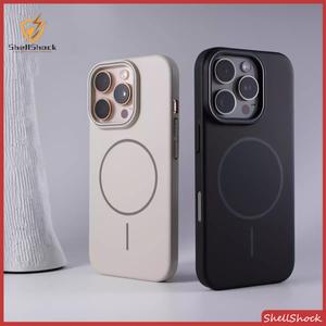 Solid color minimalist thin circle magnetic mobile phone case for iPhone11/12/13/14/15 Pro Max/16 Plus/16 Pro Max/14/15 Plus shockproof/hard shell/anti-fingerprint/compatible with MagSafe