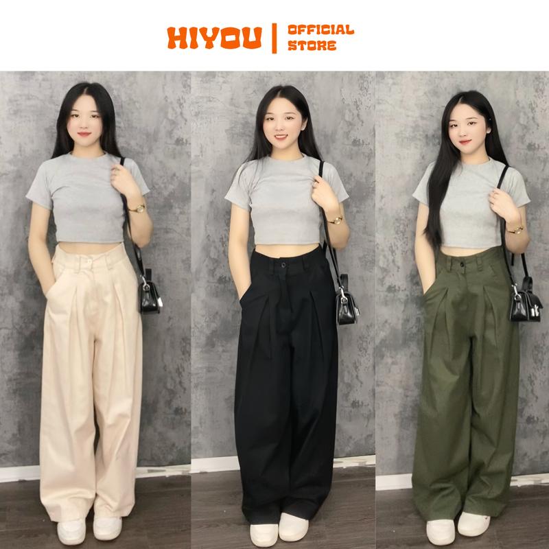 Quần Kaki Nữ Ống Suông Rộng, Quần Kaki nữ ba màu dày dặn chuẩn form tôn dáng phong cách cá tính Nhung