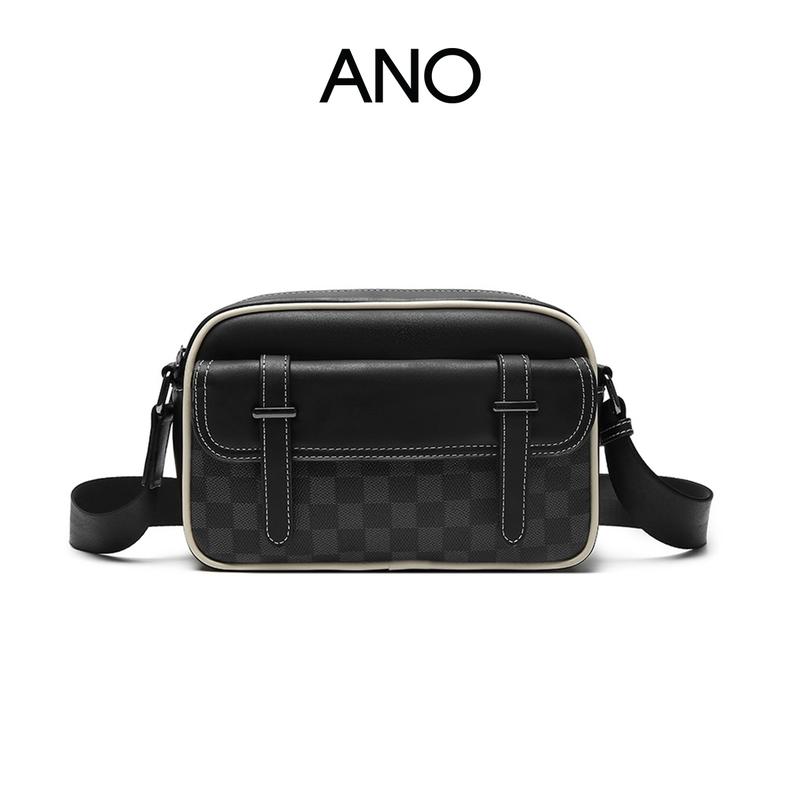 Túi đeo chéo ANO dáng ngang phối họa tiết caro TC053 Bag Đeo Vai Hoa