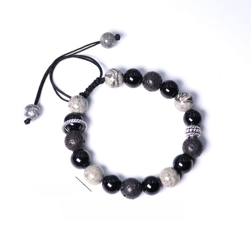Vòng Tay Obsidian, Dành Cho Nam Giới, Vòng Tay Hạt Đá Núi Lửa Cao Cấp, Thích Hợp Làm Quà Tặng Bạn Trai 7