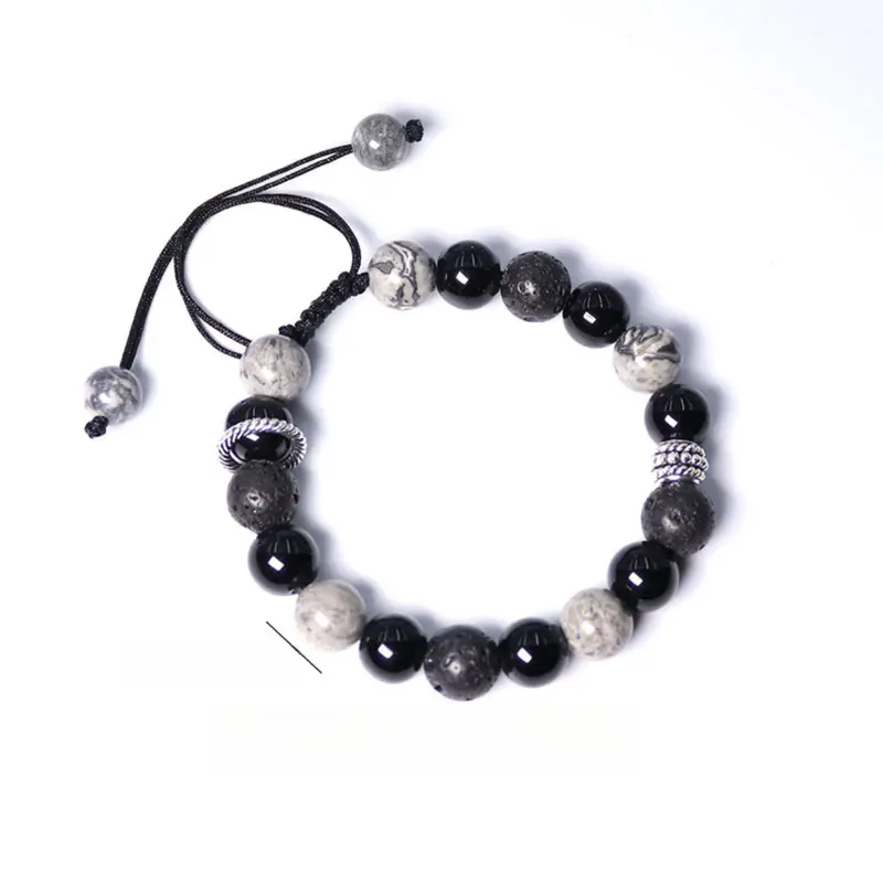 Vòng Tay Obsidian, Dành Cho Nam Giới, Vòng Tay Hạt Đá Núi Lửa Cao Cấp, Thích Hợp Làm Quà Tặng Bạn Trai 7