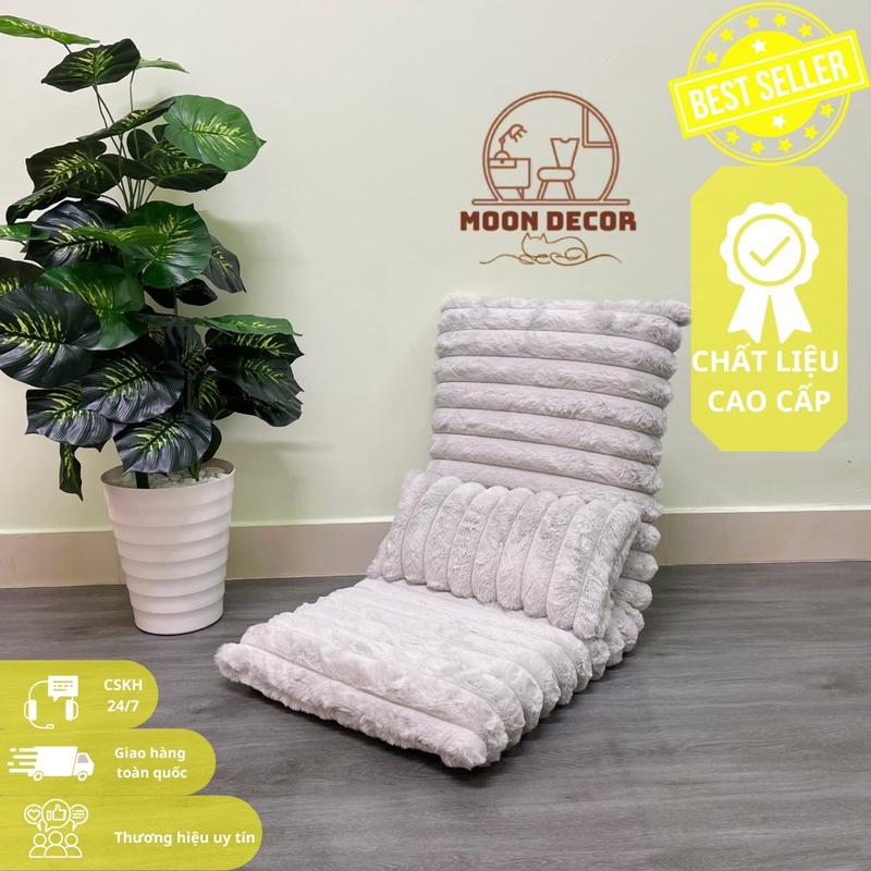   LOẠI 1  Ghế Lười Ngồi Bệt Tatami Vải Lông Thỏ Màu Xám Trắng- Ghế Tatami Nhiều Màu Lưng Ghế Điều Chỉnh 5 Cấp Độ Ghế Lười Moon Decor 