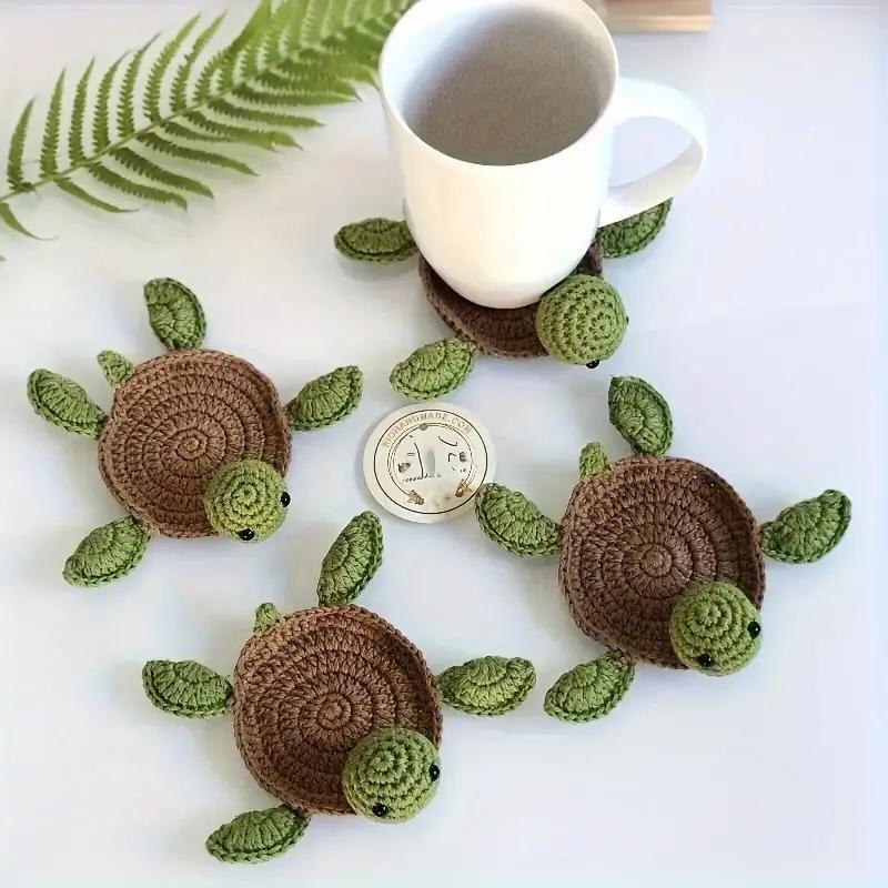 Cute Turtle Design Coaster, Anti-slip Heat Resistant Cup Mat for Home Kitchen Dining Room 5
