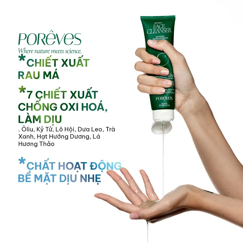 PORÊVES Gel Rửa Mặt SRM Thảo Mộc Sạch Sâu, Dịu Nhẹ BOTANICAL FACE CLEANSER 50ml | Skincare Nam Nữ Làm Đẹp Da 7