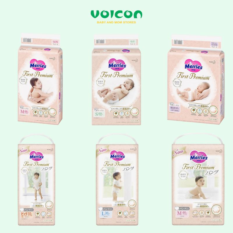 [Chính Hãng] Tã /Bỉm Merries First Premium đủ size NB66/S60/M48/M46/L36/XL32