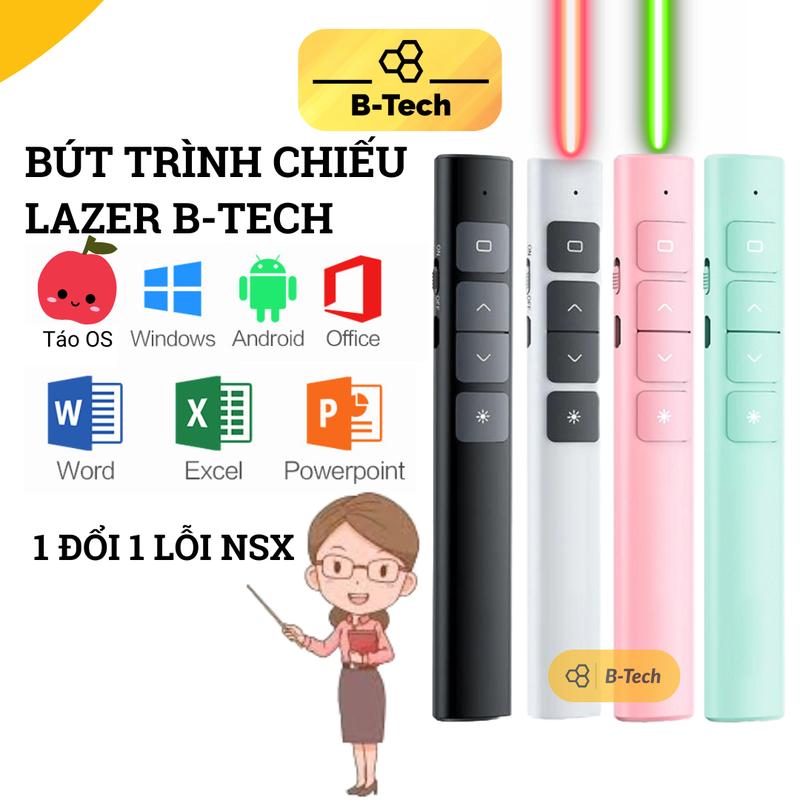 Bút trình chiếu thuyết trình Powerpoint Laser BTECH chiếu Slide điều khiển 2 màn Hình / pin sạc / xa 100m - BTech laser