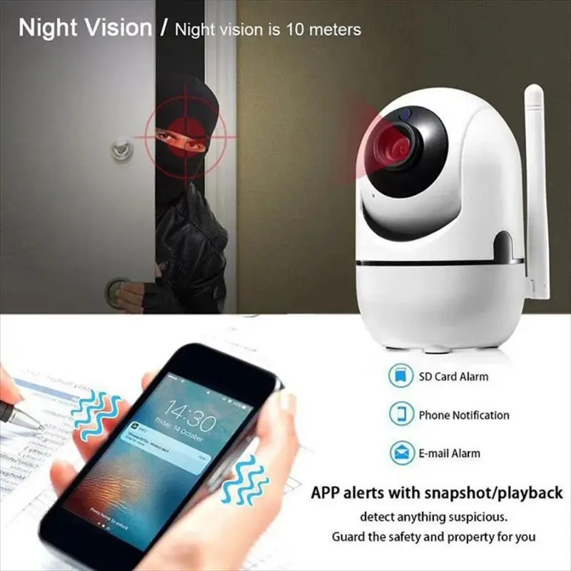 1080P HD Security Camera, Auto-Rotating Security Camera with Human Detection, Motion Recording Camera for Home Shop Pet Use 6