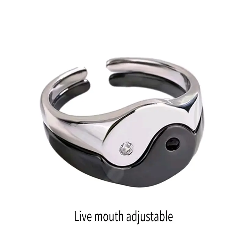 Cincin Kasual Desain Couple Yin dan Yang (Model Terbuka) Hadiah 2