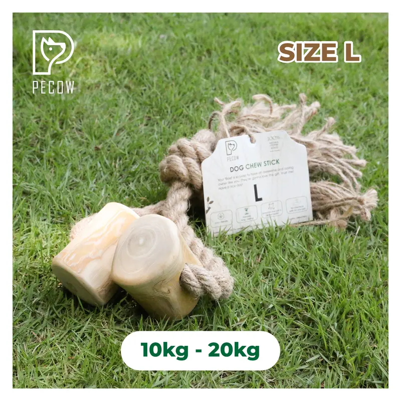 Pet Chew Stick - Đồ chơi cho thú cưng thắt nút bằng gỗ cà phê và dây thừng bản 3 cục Size L cat toys 5