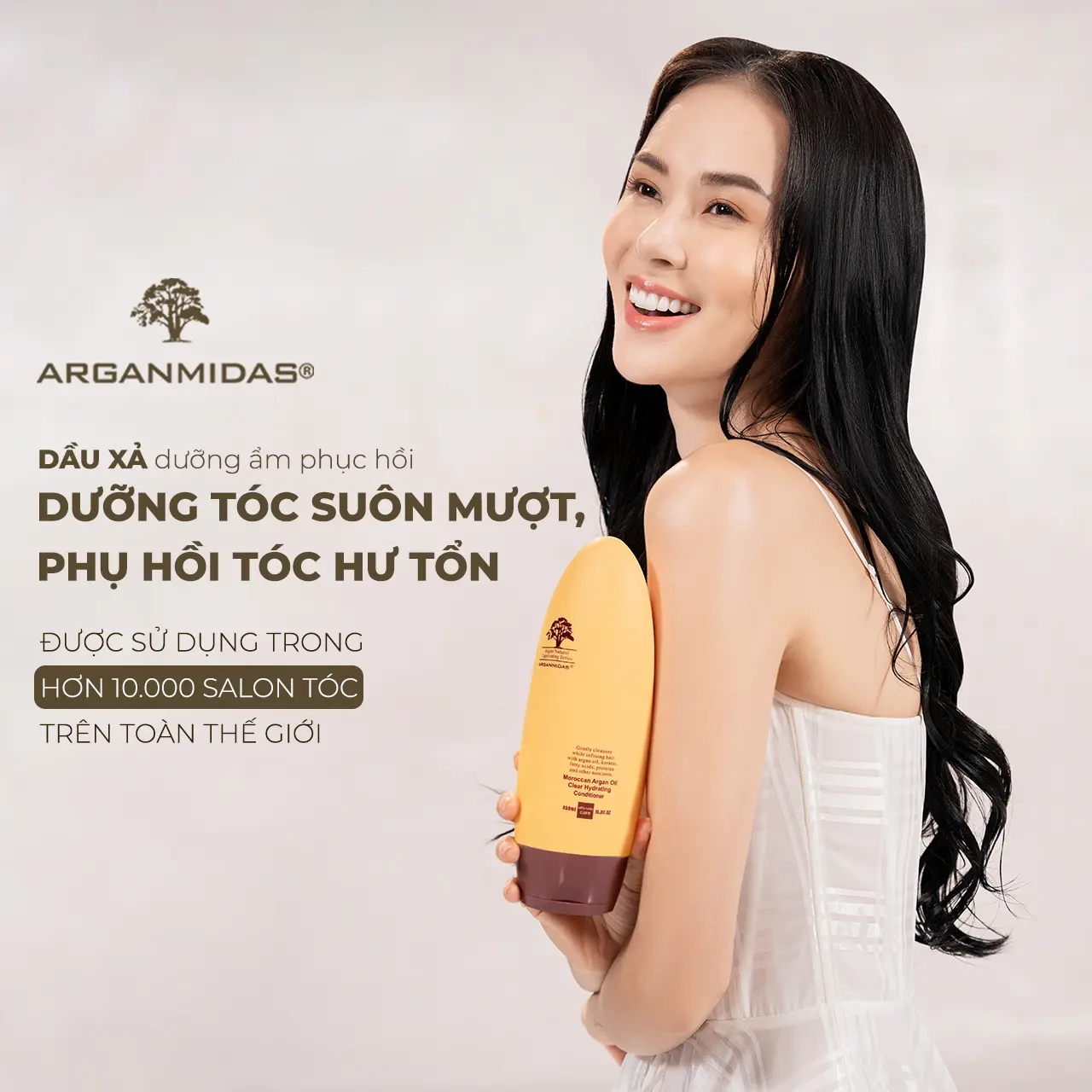 Dầu Xả Siêu Dưỡng Ẩm 450ml Thương Hiệu Quốc Tế ARGANMIDAS Phục Hồi Tóc Khô Xơ