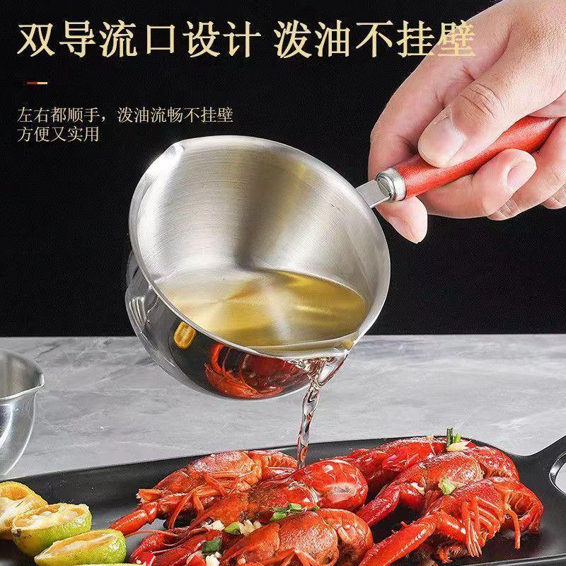 Nồi dầu bằng thép không gỉ, có tay cầm bằng gỗ, có sẵn trong 120ml và 200ml, Thích hợp cho súp và sữa mini bị đổ, chống đóng cặn, dụng cụ nhà bếp, phụ kiện nấu ăn 1