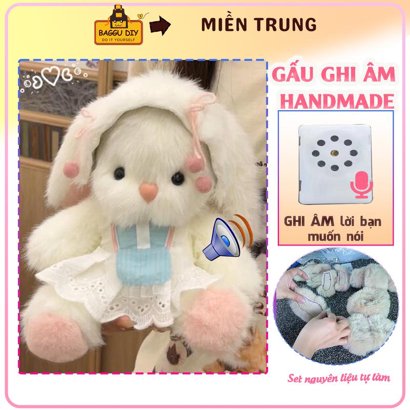 Set gấu tự làm có ghi âm nguyên liệu DIY bộ phụ kiện tự làm gấu ghi âm giọng nói món quà handmade ý nghĩa tặng bạn gái crush,... dịp lễ noel tết valentine,...Kèm video hướng dẫn chi tiết - Baggu DIY