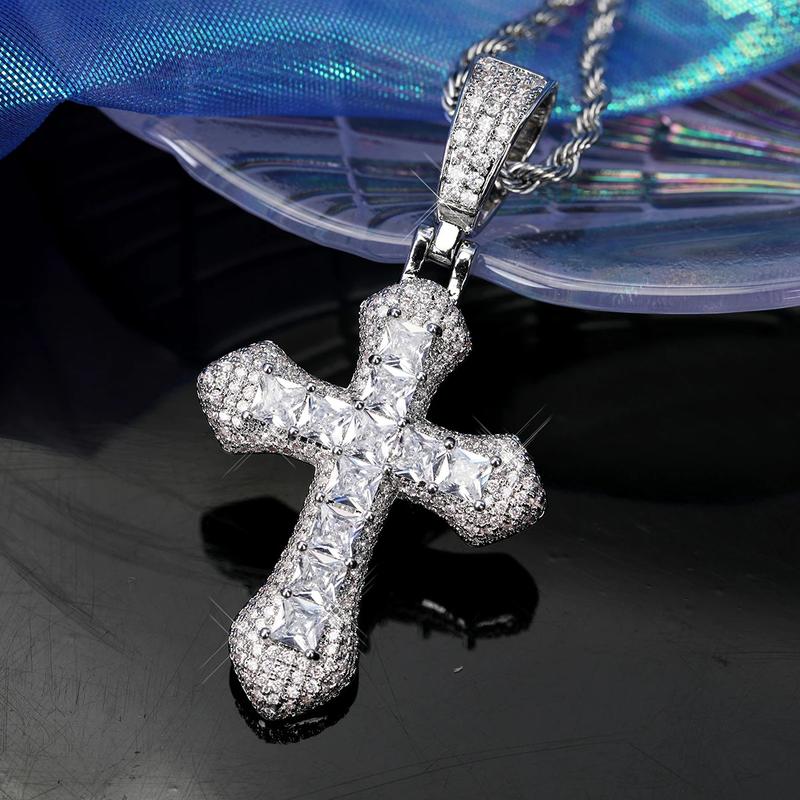 Product Introduction of Bộ Vòng Cổ và bông tai chữ thập, Lấp Lánh, với Zirconia, Phong cách Hiphop, Vibe Hiphop, Đồ trang sức Zirconia, Phát sáng, Vòng Cổ phong cách Hiphop 11