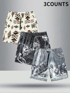 Men's All Over Print  Shorts, Casual Comfy Beach Shorts for Summer, Men's Bottoms for Daily Wear
