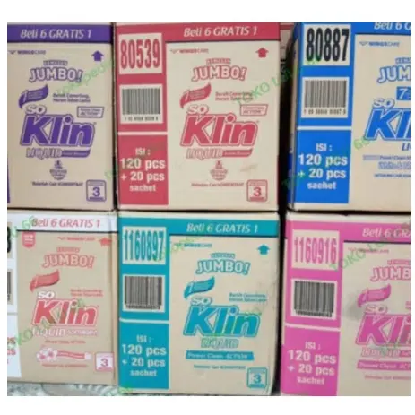 SOKLIN LIQUID JUMBO 1DUS ISI 140 PCS - CLEANTIFY DETERJEN CAIR PEWANGI PAKAIAN KEMASAN RENCENG