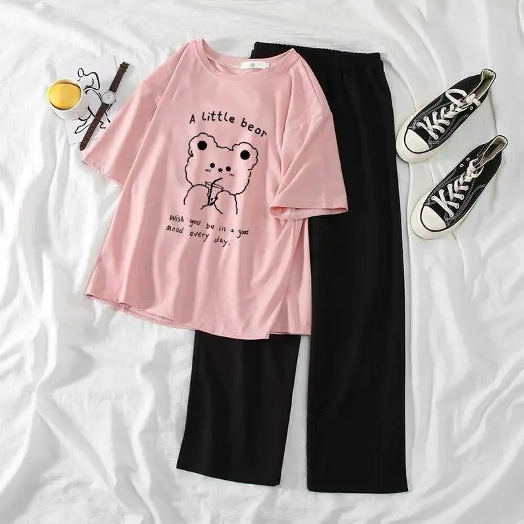 Sét Áo phông in hình gấu little bear+ quần suông, chất đẹp mặc không xù, thiết kế cá tính. Menswear Nam