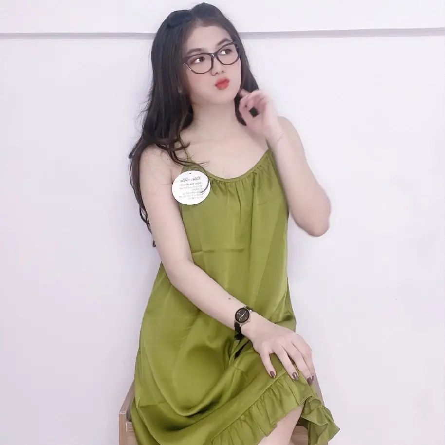 Đầm dây chất vải latin màu