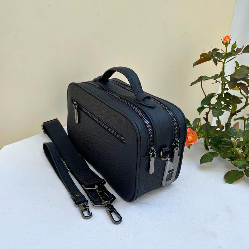 ( LÓT DA - KHOÁ VÂN TAY ) Túi Golf Khoá Vân Tay Da Bò Vân Hạt, Bên Trong Lót Da Sang Trọng Cầm Tay Đeo Vai