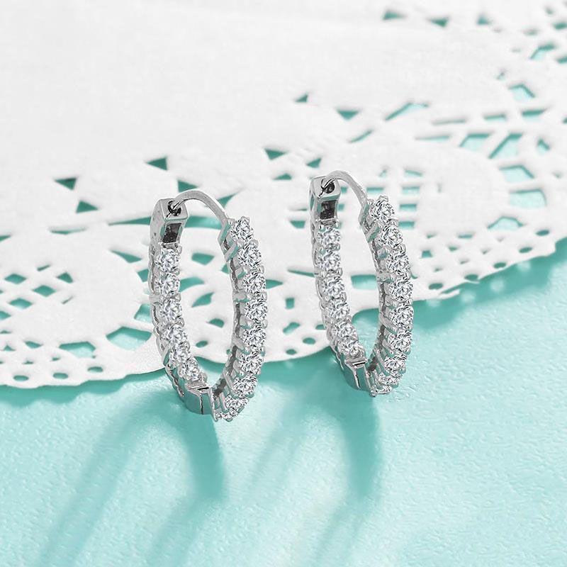 Product Introduction of High-Grade Diamond Earrings Simple Women's Fashion Stud Earrings Rose Gold Ear Clip Earrings Single Row Diamond 0