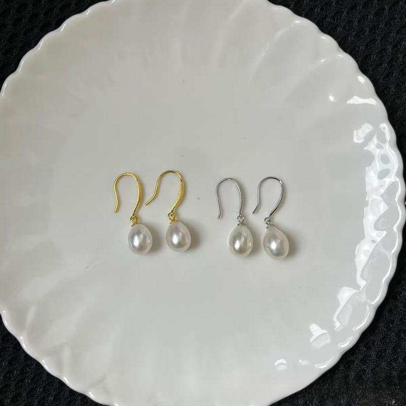 Product Introduction of S925 Sterling Silver Freshwater Nuclear Pearl 8-9mm Hook Earrings Aurora Flawless High-end Sense Drop Earrings Jewelry Accessories 11