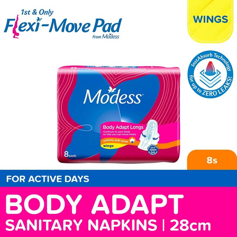 Modess Long Body Adapt with Wings Sanitary Napkin 8s - Regular - TikTok ...