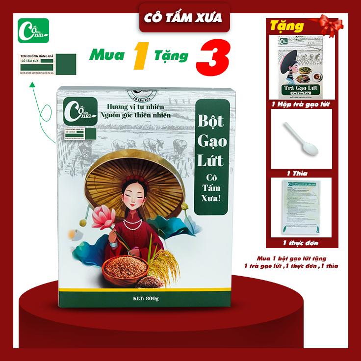 Bột Gạo Lứt Cô Tấm Xưa < gói 800g > kèm trà gạo lứt + muỗng đong bột + thực đơn