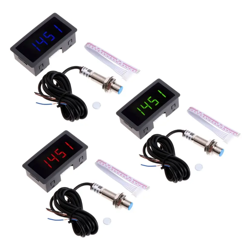 Máy Đo Tốc Độ LED Kỹ Thuật Số, 4 Kênh, Đồng Hồ Đo Tốc Độ RPM, Cảm Biến Công Tắc Tiệm Cận, 12V, 9999RPM, Thích Hợp Cho Máy Tiện, Máy Cắt, CNC, Máy Nén, Độ Chính Xác Cao 3