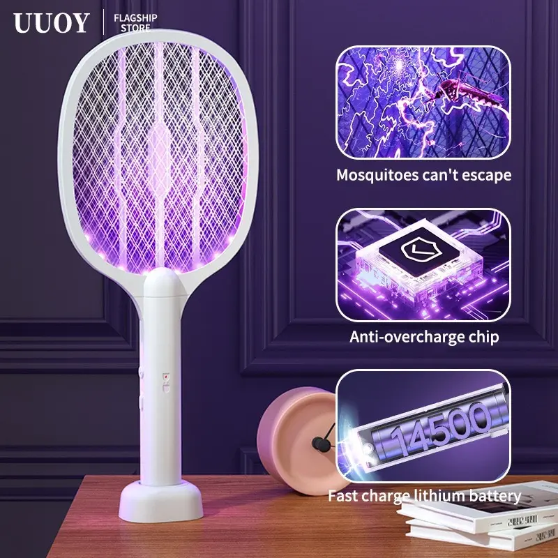 Vợt muỗi thông minh tự động,có đèn bắt muỗi sạc tích điện, vợt bắt muỗi thông minh cao cấp để bàn. Có 2 màu trắng và xanh, giao màu ngẫu nhiên. 2
