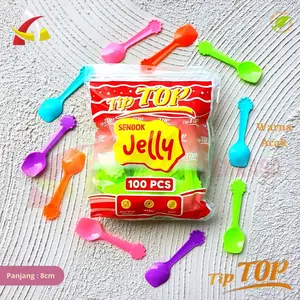 Sendok Jelly Tip Top Warna / Sendok Puding Eskrim Plastik 100Pcs