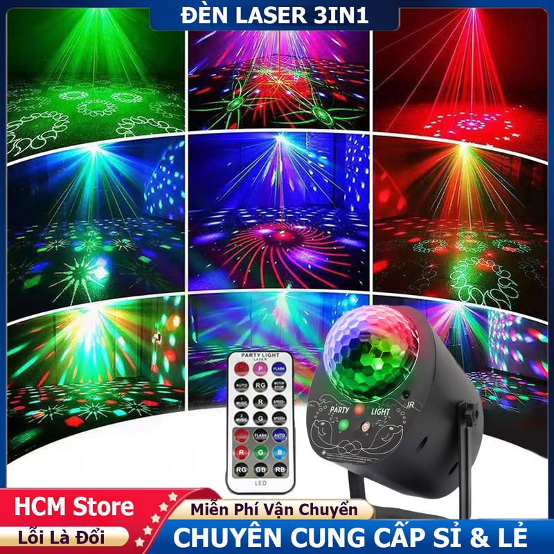 Phiên Bản PRO Đèn Laser 3in1 Cảm Biến Âm Thanh - Đèn Chiếu Laser Tích Hợp Mắt Chớp Bay Phòng Bản Mới 2024