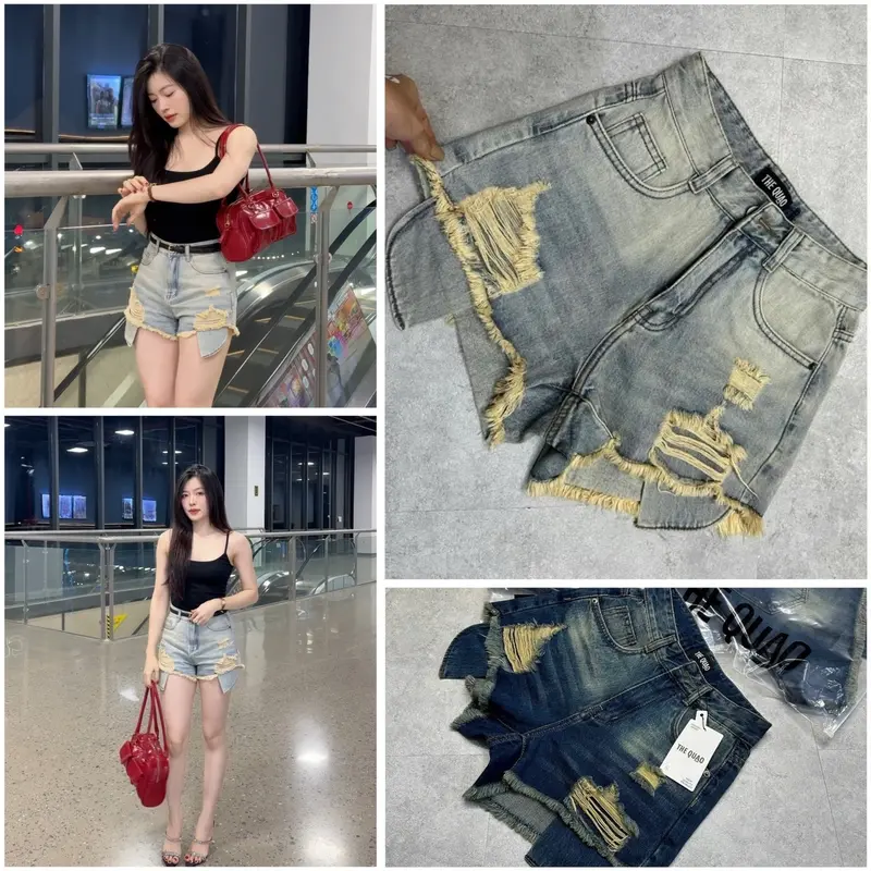 Short jeans wax rách bụi 2 túi 3