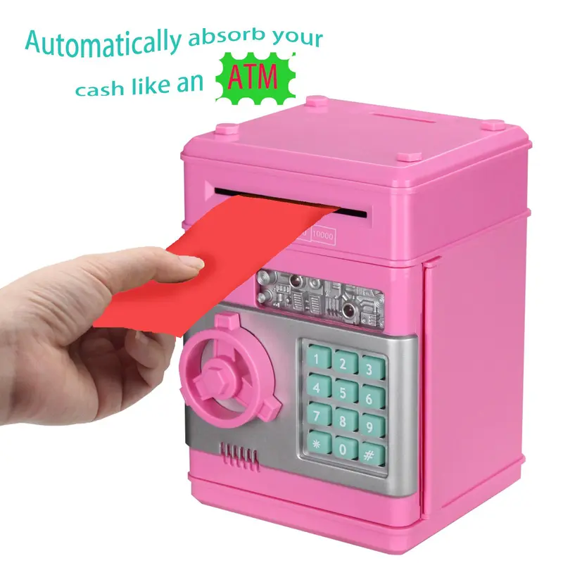 Cash & Coin Saving Box, Kids Password Electronic Money Box Toys Without Battery, Automatic Safe Coin & Cash Deposit Boxes 2
