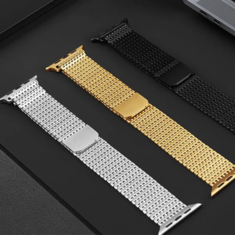 Stainless Steel Mesh Loop Magnetic Clasp Watch Band, Fashionable Watch Band for Apple Watch Series 9 8 7 6 5 4 3 2 1 SE SE2, Smart Watch Accessories, Wearable, Smartwatch Strap 6