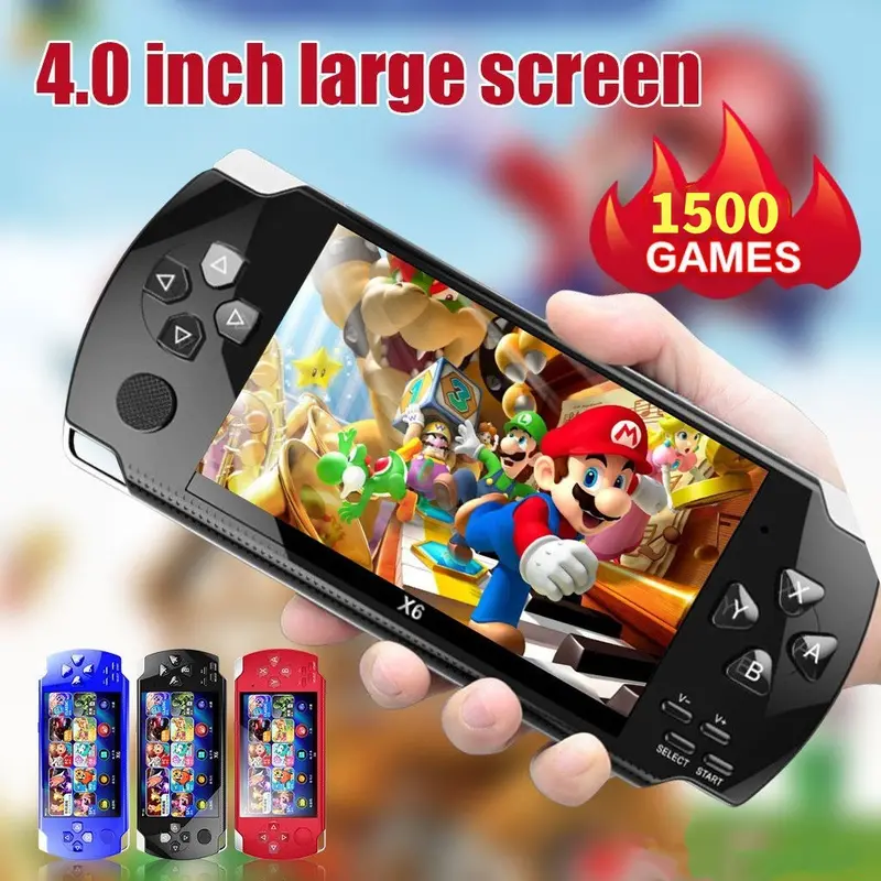 Máy Chơi Game Cổ Điển, Màn Hình 4.0 Inch, Bộ Nhớ 8gb, Tích Hợp 1500 Trò Chơi, Tương Thích Với Nhiều Máy Mô Phỏng, Tay Cầm Chơi Game Cổ Điển, Thích Hợp Cho Trẻ Em, Có Mp3 / Mp4 / E-book, Thiết Bị Trò Chơi TV, Spring1 Chơi Điện Tử Nghe Nhạc 1