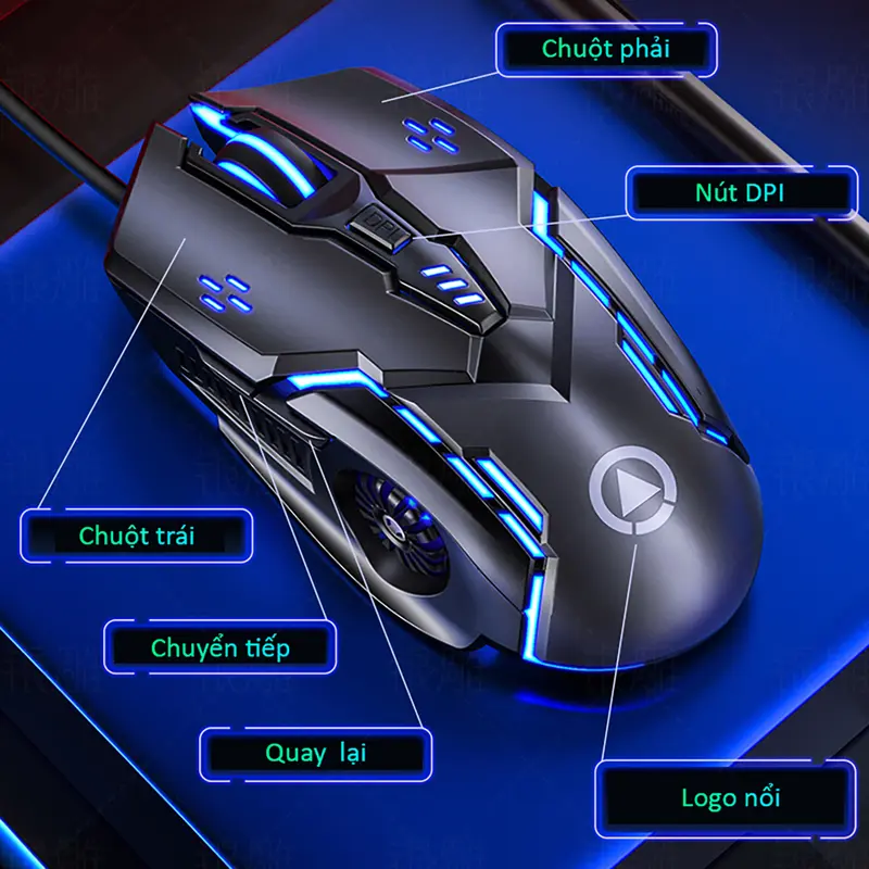 Chuột gaming máy tính có dây game thủ SIDOTECH G5 thiết kế công thái học 7 chế độ ánh sáng led rgb 4 cấp độ nhạy dpi 3200 dành cho game thủ chơi liên minh huyền thoại 4